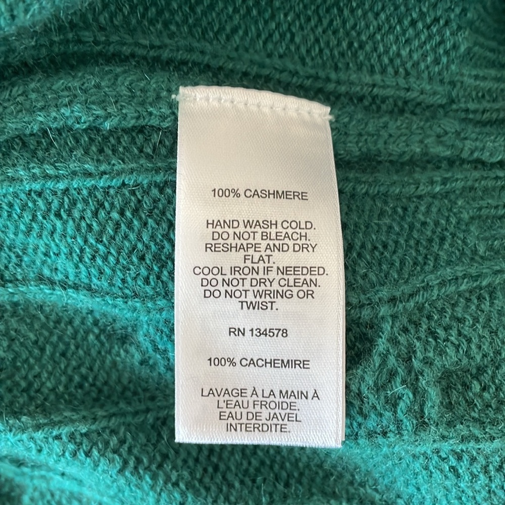 Vineyard Vines Green Longsleeve Cashmere Cable Knit Crewneck Sweater Women's 3X - Picture 7 of 7